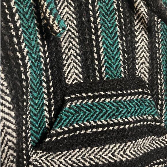 Baja Mexican Poncho Green Hoodie Surfer Skater Rug Jacket Unisex Medium - Picture 6 of 7